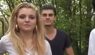 sexy golden-haired 20y first gangbang