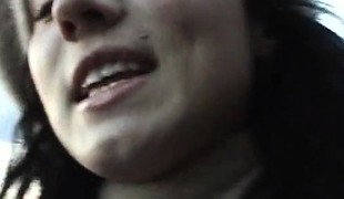 Hawt blond Bree strokes her driver's cock throughout his pants while on a road trip in Hungary
